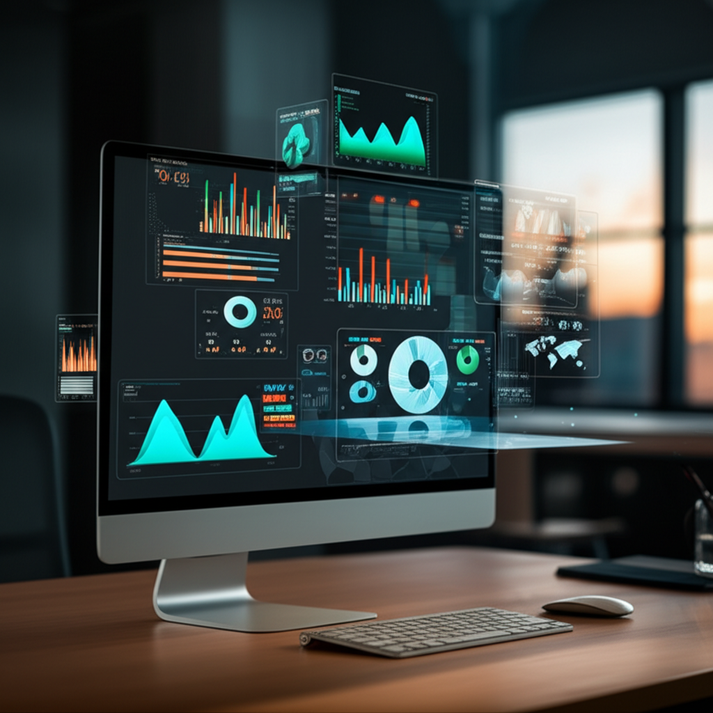 Quantum Analytics 3D dashboard interface